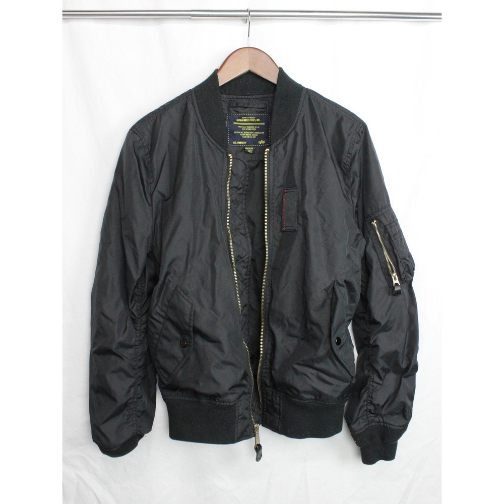 Alpha Industries Black MA-1 Bomber Flight Jacket Women's Medium RN 35569